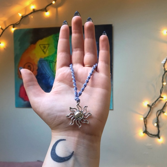 Sun Charm Macrame Necklace - Picture 2 of 6